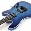 Ernie Ball Music Man Sabre Guitar - Diablo Blue - Flame - H01440 - Image 7